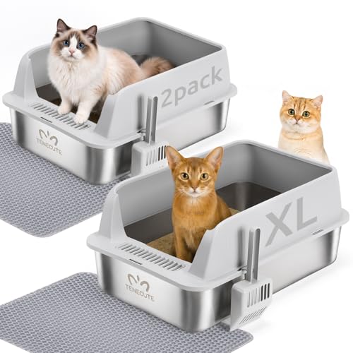 Caja de arena para gatos XL acero inoxidable 2 unidades miniatura 1