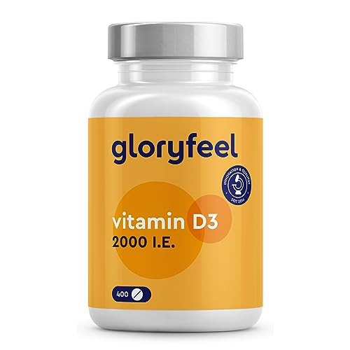 Vitamin D3 2000 I.E. - 400 Tabletten (13 Monate) hochdosiert - Das Sonnenvitamin für Immunsystem & Knochen* - 100% reines Cholecalciferol - Laborgeprüft & ohne Zusätze in Deutschland hergestellt