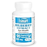 Bilberry Extract - Extrait de Myrtille - Santé des yeux - Standardisé à 25% d'Anthocyanosides - Contribue à la Santé Vasculaire - Antioxydant - Vegan - Sans Gluten - Supersmart