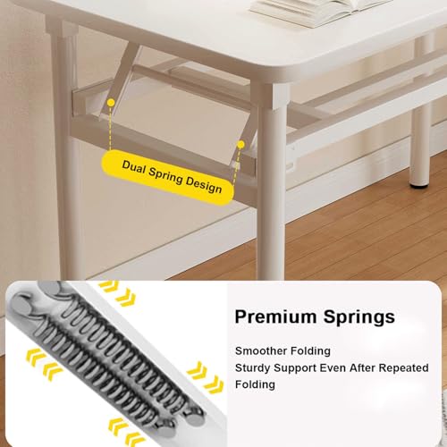 JixCJHj Computer/Office/Gaming/Writing/Work/Folding Desk,Small Foldable Desk，Easy Assembly,for Small Space, Study Writing Table,Bedroom,Executive(Warm White,80 * 50cm(31 * 20in)) — view 6