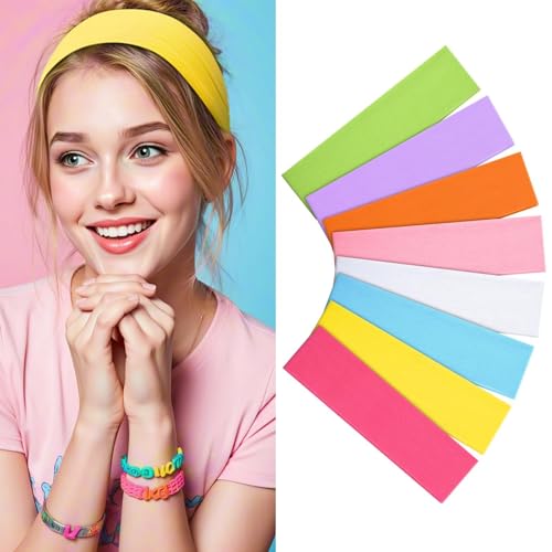 8Pcs Headbands for Women Girls Valentines Day Gifts, Stretchy Soft Neon Head Bands Gift Set Woman Gift for Her Fashion Hair Accessories hairband Galentines Gifts Christmas Easter Basket Stuffers
