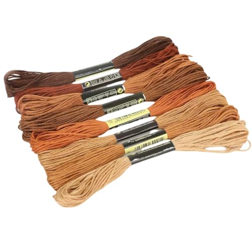 Image of 8Pcs 7.5m Brown Cotton Stitch Embroidery Thread Floss DIY Friendship Bracelets Floss Craft Sewing Skeins Fashion Embroidery Floss for Arts, Crafts and Sewing