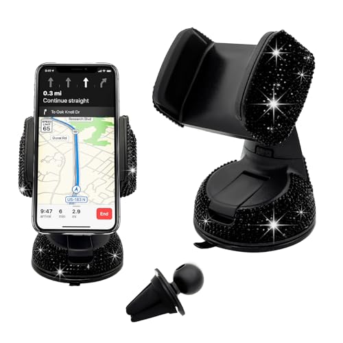 Wevdn Phone Holder for Car, 360° Rotatable Sparkling Diamond Phone