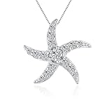 LGSY 925 Sterling Silver CZ Starfish Pendant for Women, Design Hip Hop Charm for DIY Craft Necklace