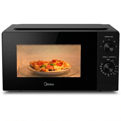 Midea Microondas 20 litros y 700 W de potencia | Microwave Horno Negro de Sobremesa con Plato Giratorio