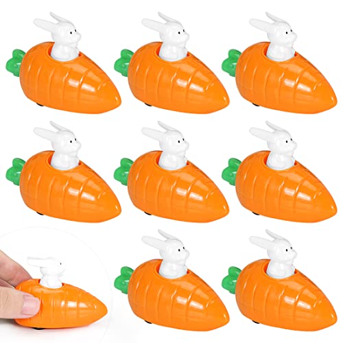 Aurasky 8pcs Aufziehbare Hasen mit Karotte, Lustig Aufziehbare Osterhasen Aufziehauto Spielzeugauto, Party Mitgebsel Ostergeschenke für Kinder ab 2 Jahren Cover