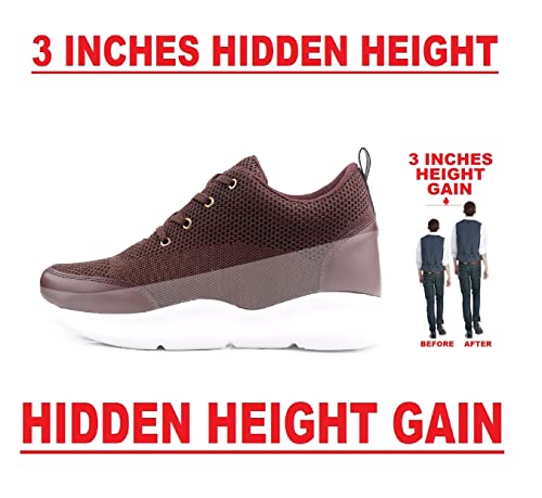 Image of Mens Global Rich's Men's 3 Inch Hidden Height Increasing Black,Blue,Brown,Grey Casual Sports Laceup Shoes with Eva Sole Casual Shoes
