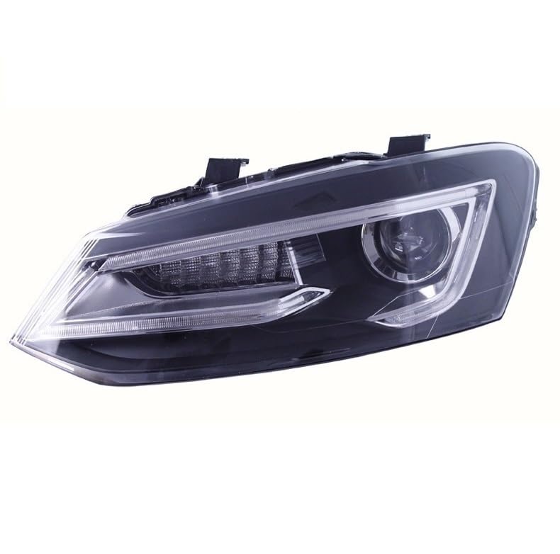 Générique Pour Vw Pour Polo 2011-2018 Phares LED Drl Lampe Frontale Feux De Croisement Route Auto Transparent Abat-Jour(La gauche,No bulb in low beam)