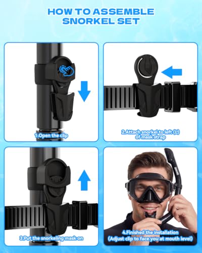 Aegend Diving Dry Snorkel for Adult & Youth - Foldable Snorkeling Gear with Top Dry Valve, Perfect for Snorkeling, Freediving, Swimming and Scuba Diving (Black) — view 4