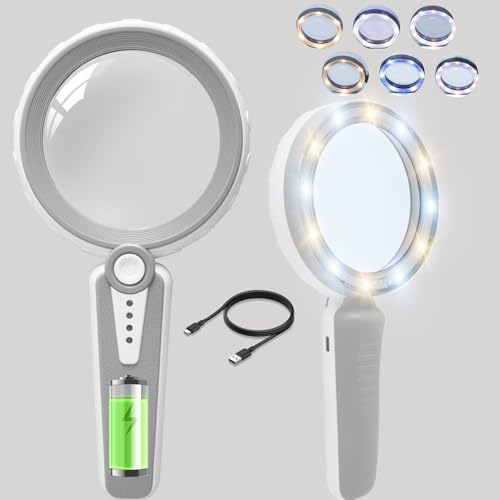 HUIBOER 45X Magnifying Glass with Light, 4.6
