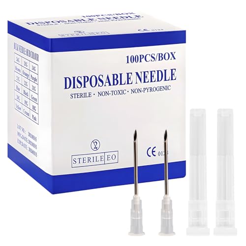 Jiaxix 100pcs 16 Ga 32mm Laboratory Tools Individually Sealed Injection Needle with Cap for Scientific and Industrial Dispensing Needl Accessories, Luer Lock Industrial Accessories