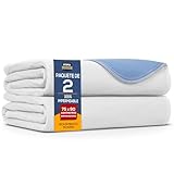 Utopia Bedding Protectores de Cama 75 x 90 cm (Paquete de 2) Blanco/Azul – Protectores de colchón Impermeables, Lavables y Reutilizables