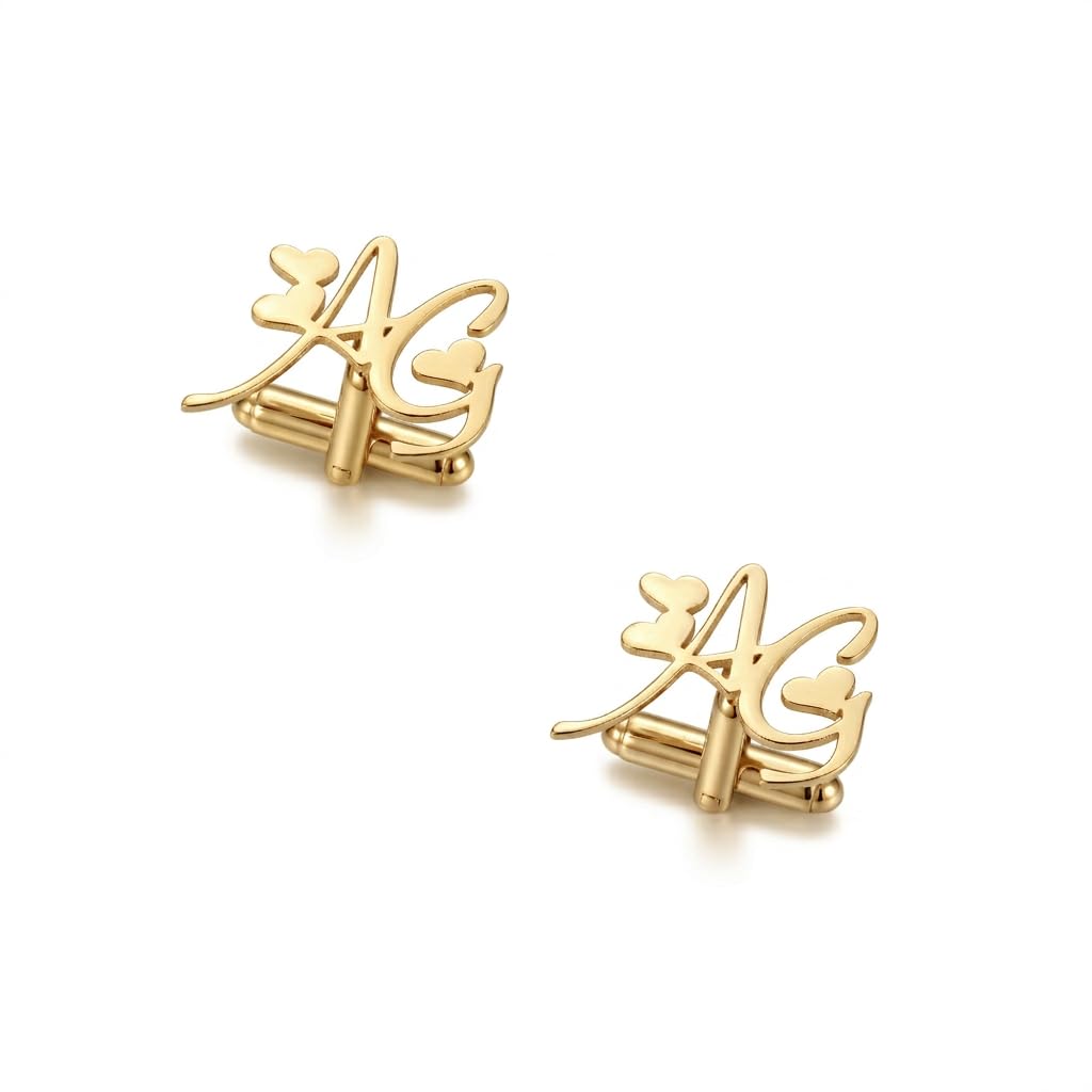 Personalized Initial Cufflinks for Men Formal Shirts | Customised Custom Cufflink for Men with Initial Letter Design | Gold Plated Name Cufflinks for Men | Premium Wedding, Office Wear, Groom & Gift Cufflinks | Monogram Custom Jewelry Men Formal Shirt Accessories Groomsmen Business | Groom Wedding Jewelry | Unique Personalized Gift for Him and Her-image-49