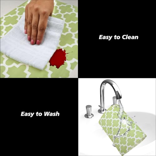 Image of Kuber Industries Placemat | Placemats for Dining Room | Anti-Slip Table Mat Set | Placemats for Kitchen Table | Dining Table Placemats | Hexagon-Design Placemat | 6 Piece Set | Green