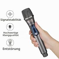 HUACAM Handfunkmikrofonsystem, Festfrequenz, mit wiederaufladbarem Empfänger, 3,5-mm-Klinkenstecker, für Karaoke, Kirche, DJ, Handfunkmikrofon, 200 Fuß Reichweite – Ansicht 3