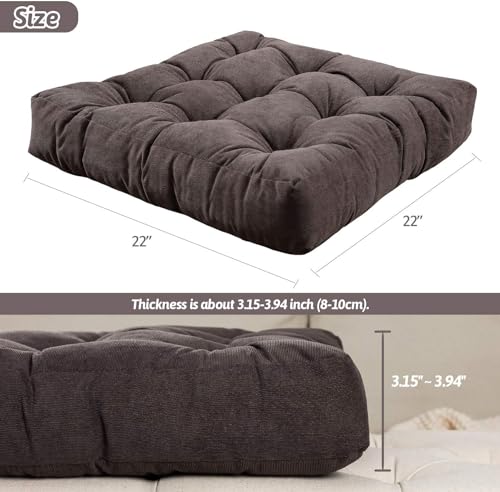 Image of Floor Pillow, Square Meditation Pillow for Seating on Floor Solid Thick Tufted Seat Cushion Meditation Cushion for Yoga Living Room Sofa Balcony Outdoor