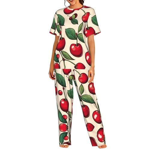 Ensemble de détente femme cerise pyjama court confortable du S au 3XL