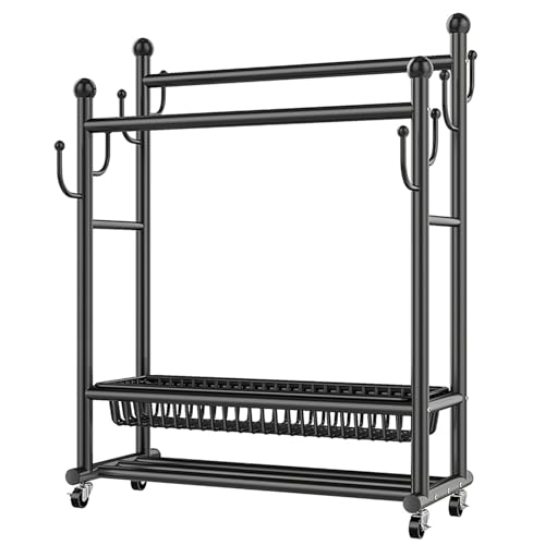 Portant à vêtements 80cm à double tringle et roulettes noir