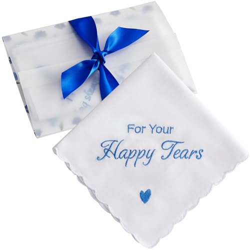 Image of Happy Tears Handkerchief Wedding Gifts Something Blue Gift for Bride to Be Mother of the Bride and Groom Gift, AKI-103R