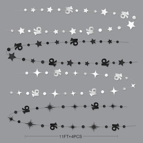 Image of Silver Black 16th Birthday Decorations Number 16 Circle Dot Twinkle Star Garland Banner Backdrop for Girls Boys Happy 16th Birthday Sweet Sixteen 16th Anniversary Cheers to 16 Years Party Decor