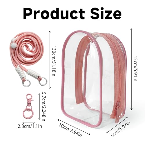 Image of Clear Figure Display Bag with Keychain and Lanyard, Protective Doll Case, 15cm /5.91in Crossbody Doll Storage Bag