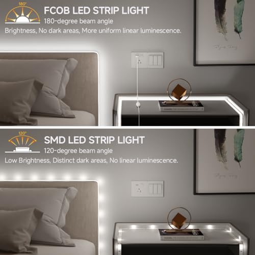 Image of BTF-LIGHTING 5V USB COB LED Strip Lights Super Bright Dimmable LED Tape Light,Natural White 4000K 3.28FT Flexible Light Strip with Strong 3M Tape for 3D Printer,TV Backlight,Cabinet,Home Lighting