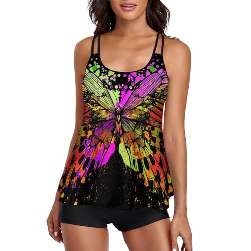 Robe de plage tankini papillon dissimulant les complexes avec shorty