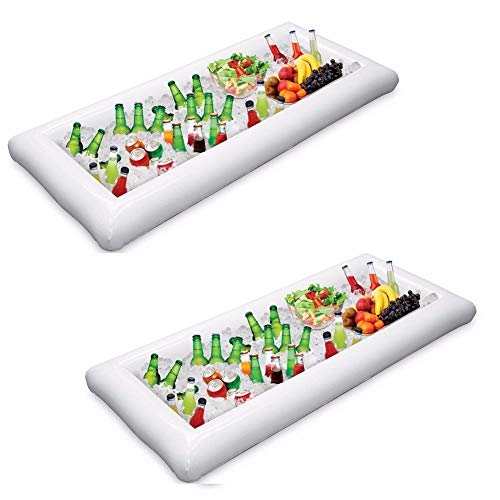 2 Packs Inflatable Pool Table Serving Bar - Large Buffet Tray Server With