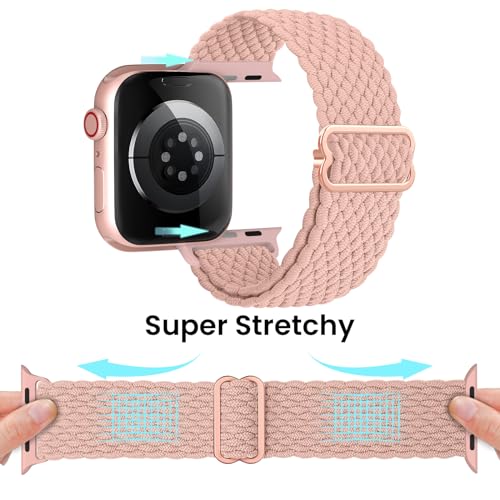 Image of Delidigi Stretchy Bands Compatible for Apple Watch Band Women 40mm 38mm 41mm 42mm 44mm 45mm 46mm 49mm, Nylon Braided Straps for iWatch Series 11 10 9 8 7 6 SE 5 4 3 Ultra 3 2 1