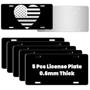 5 piezas de placa negra en blanco, placa de matrícula de aluminio de metal para grabado láser, vinilo, impresión UV, 6 x 12 pulgadas de metal frontal para automóvil, diseño personalizado