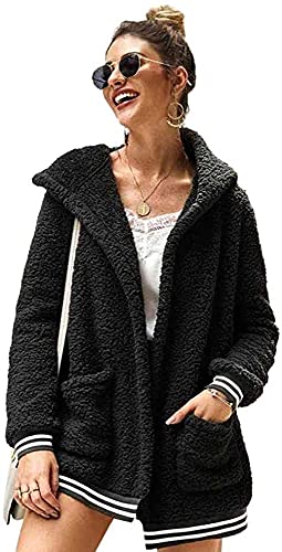 Chigant Fleece Jacket Women Teddy Bear Cozy Sherpa Fuzzy Sweaters Open Front Hooded Cardigan Warm Cozy Hooded Sweaters for Women