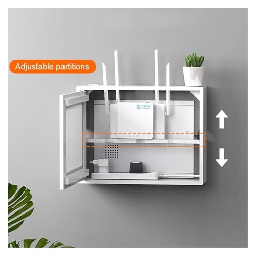 Armoire de routeur WiFi murale en bois bicolore pour masquer les câbles du modem