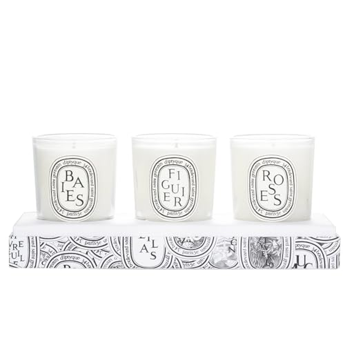 DIPTYQUE Baies Roses & Figuier Scented Candle 3 Piece Set 70 Grams Each Gift Boxed, White - Thumbnail 3