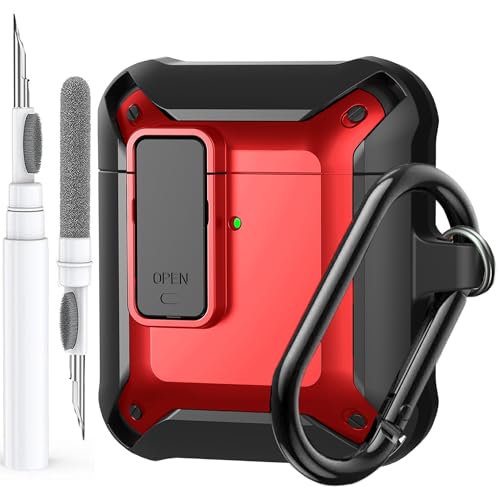 Image of Olytop for Airpods 2nd 1st Generation Case Men Lock with Cleaner Kit, Rugged AirPod 2 /1 Gen Protective Hard Cover Shockproof Skin Boys Women with Keychain for Apple iPods 2nd /1st Cases, Black
