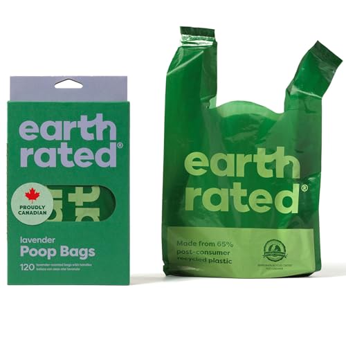 Earth Rated Dog Poo Bags with Handles Easy Tie and Guaranteed Leakproof Lavender Scented 120 Bags