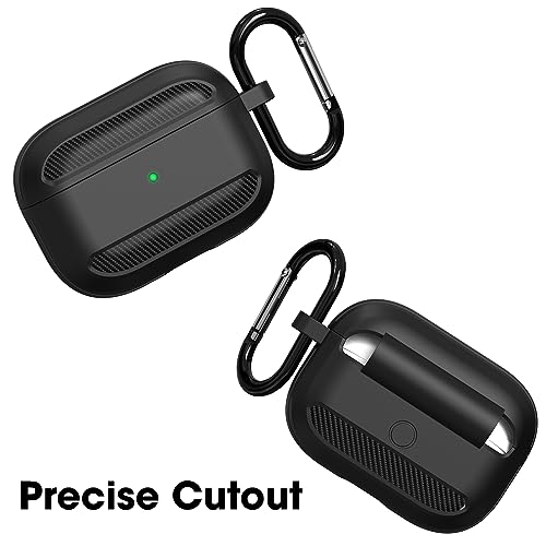 Image of Sounce Tough Case Compatible with Airpods Pro 2 Case Cover with Carabiner, Rugged Protective Cover for Airpods Pro 2nd Generation Case Cover, Scratch Resistant, Shock Armor Series [Carbon Black]