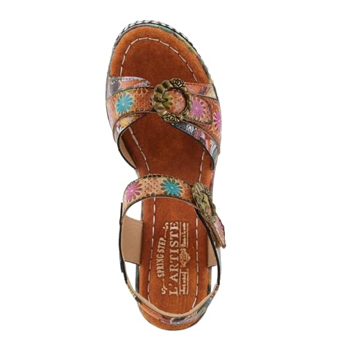 Spring Step L'Artiste Women's FLAVOUR Fashion Wrapped Wedged Sandals | Hand-Painted Leather Accents, Hook and Loop Closure4
