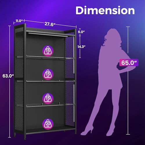 Image of AODK 2-Pack Display Cabinet with RGB LED Lights & Glass Shelf