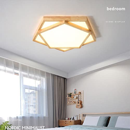 Lampe de plafond bois géométrique 52cm pour éclairage chaleureux - 6