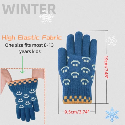 Kids Warm Winter Warm Gloves Knit Thermal Cold Weather Snow Gloves Fleece Lined Mittens for 8 9 10 11 12 13 Yers Girls Boys4