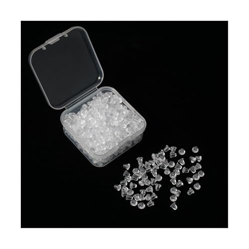 DreamAug 500pcs Earring Backs Rubber Clear Soft 4x4mm Earring Backs Plastic Soft Clear Silicone (Comes with Storage Box)