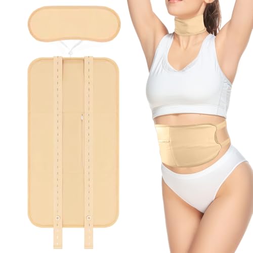 Miioto Paquete de Aceite de Ricino, Castor Oil Pack Kit, Reutilizable Kit de Aceite de Ricino (Abdomen + Cuello),Favorece la Absorción del Aceite de Ricino y Mejora la Calidad del Sueño (Beige)