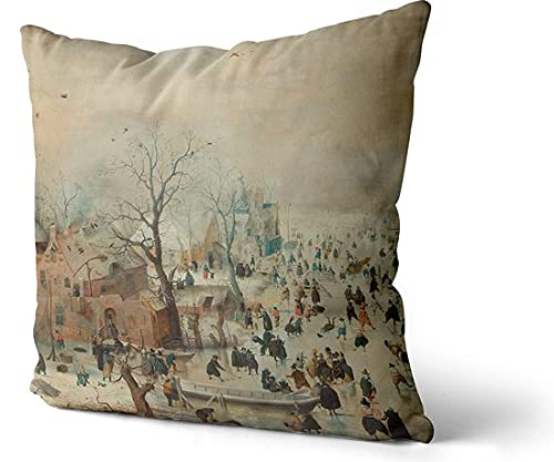 Dutch Design Cushion at ZenXhome "The Milkgirl" Vermeer 43X43 including cushions (winter landscape with skaters)