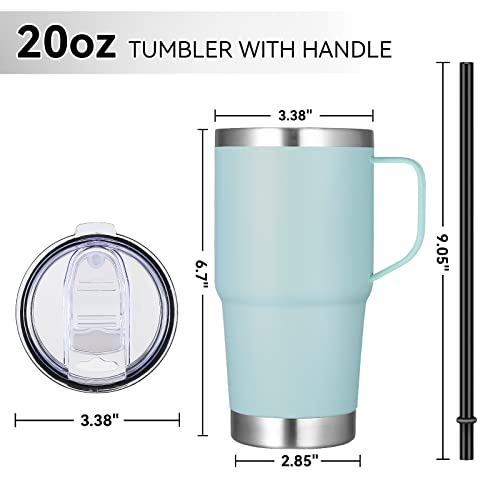 VEGOND 20 oz Tumbler with Handle Insulated Travel Coffee Mug, Mint Green by VEGOND - Used condition - Image 4