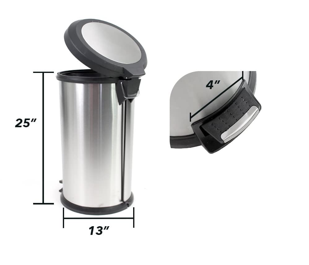 NCCDY Stainless Steel 10.5 Gallon Trash Can Round Step Kitchen Trash