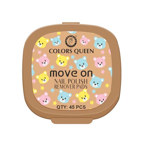Image of Colors Queen Move On Nail Polish Removers Pads | Easy Application Nail Paint Remover Wipes | Keeps Nails Moisturized & Nourished | Alcohol & Aceton Free Nail Polish Remover Wipes (45 Wipes, Brown)