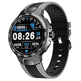 Fitness-Tracker, Herren-Armbanduhr mit Wetter, eingehender Anruf, Schrittzähler, Sitzerinnerung, Smartwatch, IP68, wasserdicht, 24 Sportmodi, Wecker, Stoppuhr, Orange (rot) (schwarz)