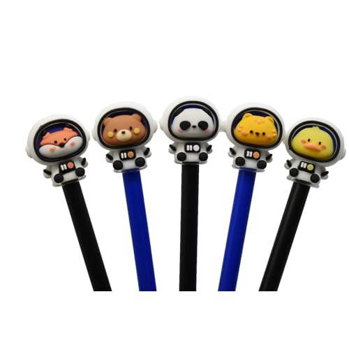 6 bolígrafos gel astronauta animal negro 0.5mm pack miniatura 6