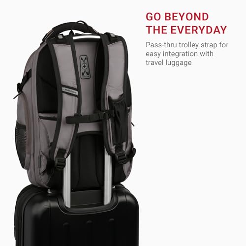 Image of SwissGear Travel Tech Elite Laptop Backpack - Fits Laptops up to 16 inch - ScanSmart TSA-Friendly Backpack with USB Port, Shoe Compartment & Organizer Pockets - Grey Ballistic