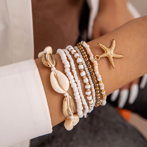 Shell Bracelet Beach Accessories Starfish Bracelets Seashell Charm Bracelets Turtle Boho Layered Beach Dresses for Women Vcation Outfits Summer Stuff2